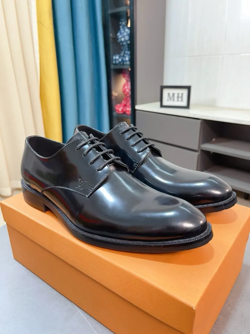 Men's men's shoes 💰520🌸🌸【LV Louis Vuitton】~ New product 🆕High-end original men's 🚹Business casual leather shoes, made of original cowhide open-edge bead fabric➕comfortable and soft cowhide lining➕cowhide insole, original LOGO rubber non-slip outsole. Code number: 38-44